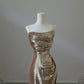 Golden formal dress Sexy Gold Mermaid Long Evening Dresses Prom Gown     S6954