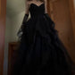 Black Prom Dress, Tulle Evening Dress     S2205
