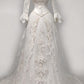 A Line White Tulle Lace Long Sleeves Wedding Dress      S6940