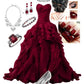 Burgundy Evening Gowns,Ball Gown Formal Dress,Evening Gowns For Teens        S7057