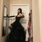 Black Prom Dress, Tulle Evening Dress     S2205