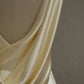 Pastel Yellow Satin Backless Mermaid Long Prom Dress      S7065