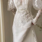 White Tulle Lace Long Sleeves Wedding Dress      S6941