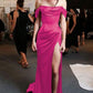Sheath Off-the-Shoulder Satin Porm Dresses     S5303