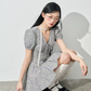 Gingham Plaid Mini Dress Women With V Neck Bow Detail And Tulle Underskirt R9398