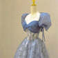 Tulle Lace Long Prom Dress, Beautiful Short Sleeve Evening Dress     S5363
