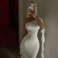 White One Shoulder Long Evening Dresses Prom Gown     S6977