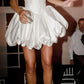 Elegant Satin Pleated Mini A-Line Cocktail Wedding Dress for Special Occasions   S7086