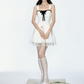 Romantic Sweetheart Neckline Dress With Satin Bow And Lace Underskirt R9440