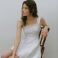 White Swiss Dot A-Line Mini Dress Women With Lace Ruffle Trim R9472