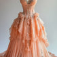 A Line Ball Gown Elegant Evening Gowns Tulle Long Prom Dress     S7222