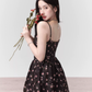 Black Floral Print Cami Dress Women With Lace Trim And Bow Detail R9449