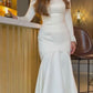 White Satin Mermaid Long Prom Dress      S7067
