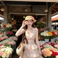 Ruffle V-Neck Floral Chiffon Vacation Dress R9123