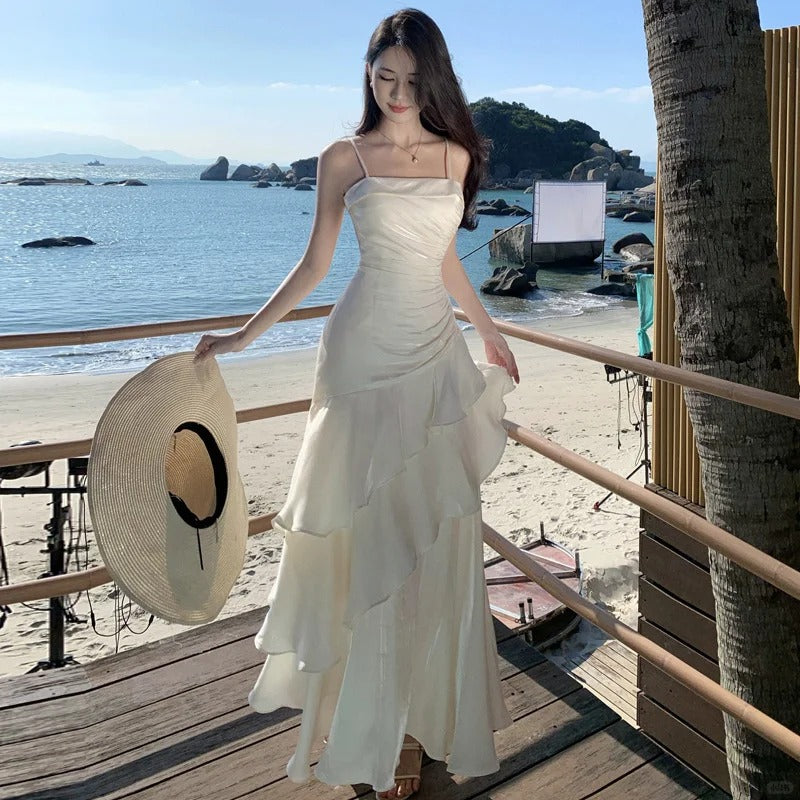 Ivory Stunning Vintage Evening Gown Long Prom Dress     S7259