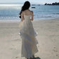 Ivory Stunning Vintage Evening Gown Long Prom Dress     S7259