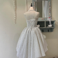 White tube top retro beaded waist slimming and large skirt princess dress homecoming dress R4345