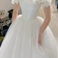 White Off Shoulder Wedding Dresses Tulle Floral Sleeveless Bridal Gown      S7127