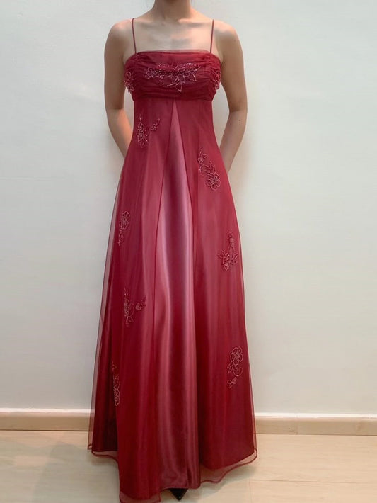 Elegant A Line Burgundy Long Prom Dress Evening Party Dress     S7074