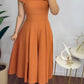 A Line Orange Square Neck Midi Evening Dress, Prom Dress      S7005