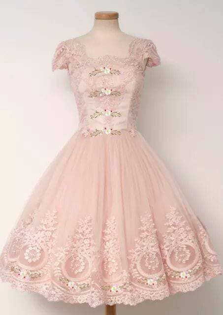 Cap Sleeve Pink Lace Homecoming Dress, Tulle A-Line Homecoming Dress    S6969