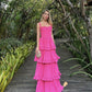 A Line Hot Pink Long Evening Dresses Prom Gown     S6967
