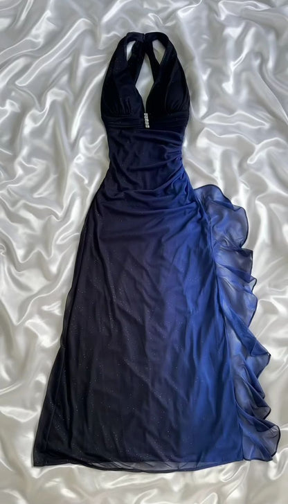 Vintage sparkle midnight blue evening gown      S6997