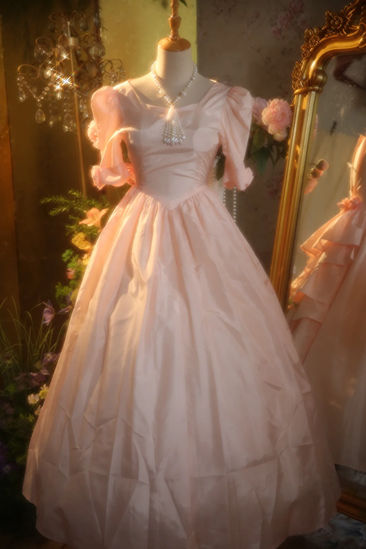 Pink square neckline fitted waist ball gown/bridal dress R7259