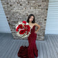 Red Prom Dresses Glitter Sequin Mermaid Evening Dress      S5304