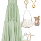 A Line V Neck Sleeveless Green Long Evening Prom Dresses         S7107