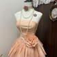 Pink tube top waist slim cake skirt homecoming dress R4305