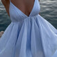 A Line Sky Blue Spaghetti Straps Short Party Dresses     S7181