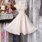 Light pink sleeveless fitted waist princess short ball gown R7559