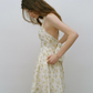 Beige Floral Print Halter Neck Mini Dress Women With Large Bow Detail R9485