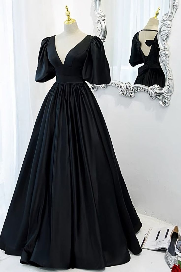 Classy Prom Dress, Formal Dresses with Bubble Sleeves     S5349