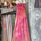 Pink halter neck straight cute long ball gown R7794
