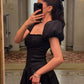 Vintage Black Puffy Sleeves Homecoming Dress,Black Birthday Party Dress     S5365