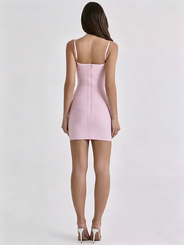 Light Pink Spaghetti Strap Bandage Bodycon Dress R9139
