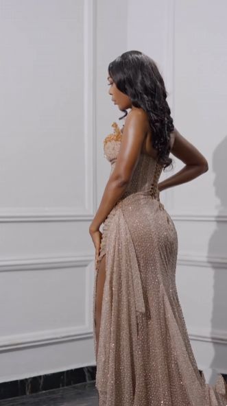 Shiny Long Prom Dress With Split,Charming Evening Gown          S6173