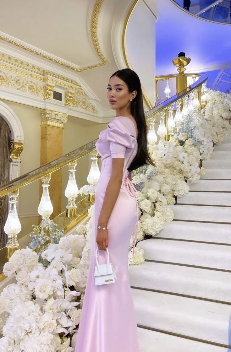 Pink long evening prom dress     S2605