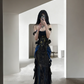 Black off-the-shoulder fitted waist slimming hip-hugging sexy long ball gown R8032