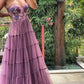 Gorgeous A Line Embroidery Prom Dresses,Lace Long Prom Dresses Formal Beads Evening Dresses     S1954