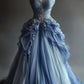 Blue Bridal Party Dress Long Tulle Evening Dress        S7133