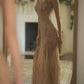 Sheath Champagne Long Formal Gowns, Prom Evening Dresses        S7129