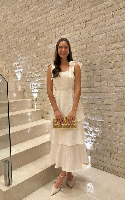 A Line White Elegant Evening Gowns Ankle Length Long Prom Dress     S7221