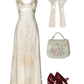 Vintage A Line Straps Satin Long Prom Dress     S6990