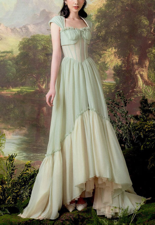 A Line Green Long Evening Dresses Prom Gown     S6970