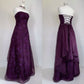 Strapless Grape Tulle Evening Dress Long Prom Dresses      S7083