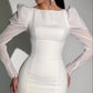 White Prom Dresses Long Evening Dresses Wedding Dress      S7064
