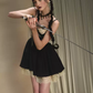 Gothic Coquette Bustier Dress with Lace Flounce Hem R9201